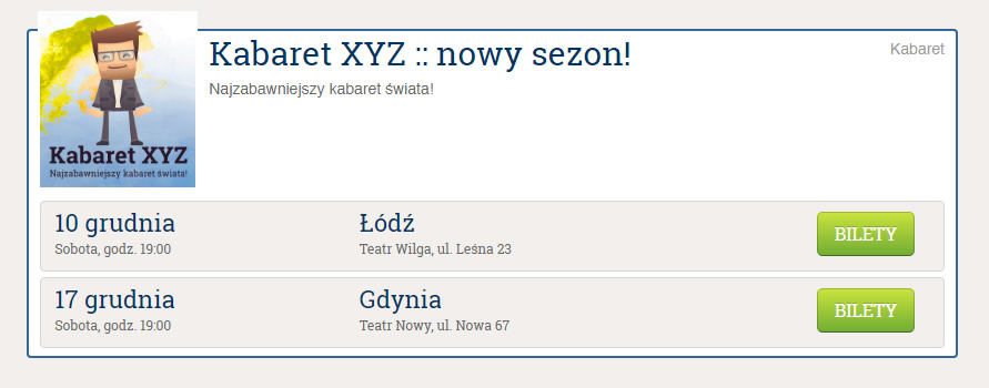 System biletowy Tikecik.pl: wydarzenie